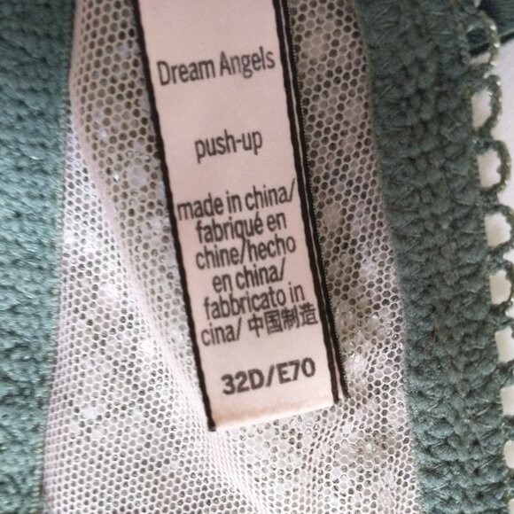 Victoria's Secret 32D Dream Angels Demi Push Up Bra Lacey Olive Green Lace - Picture 8 of 8